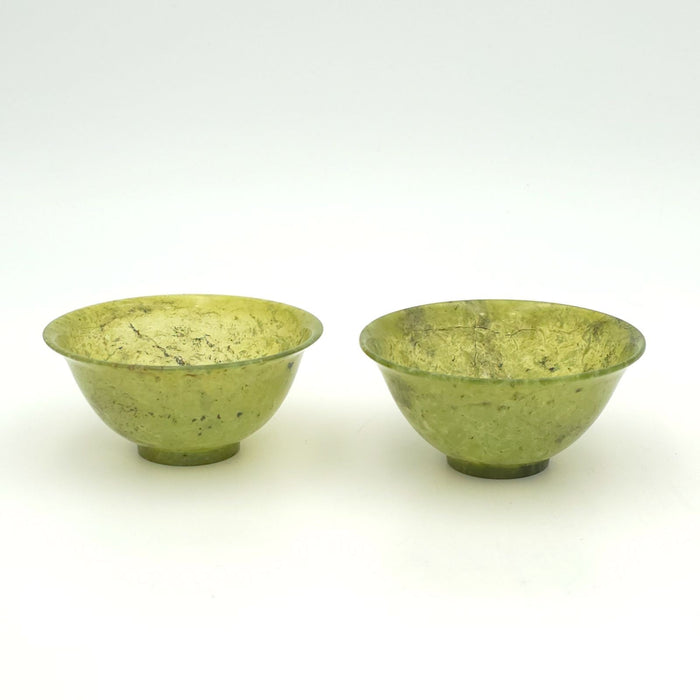 Pair of Green Hardstone Bowls, Republic Period China