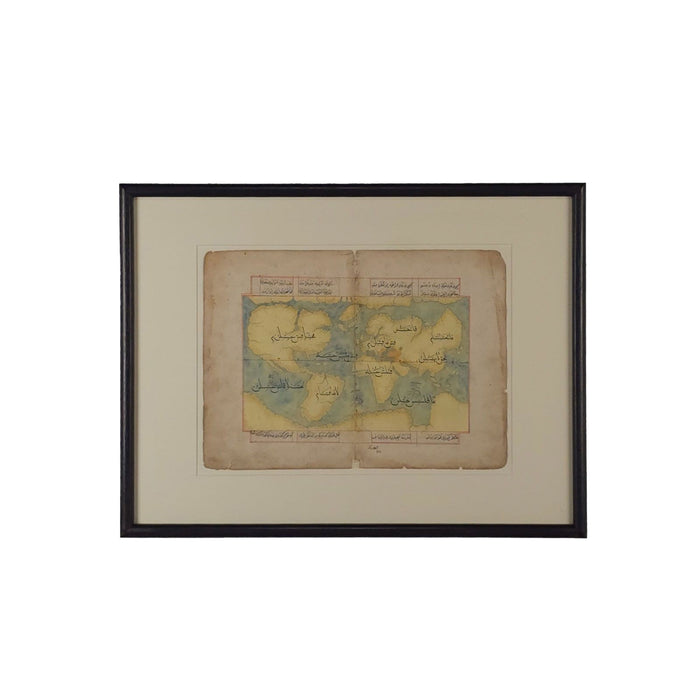 Hand-Painted Early 19th Century Ottoman Map of the World