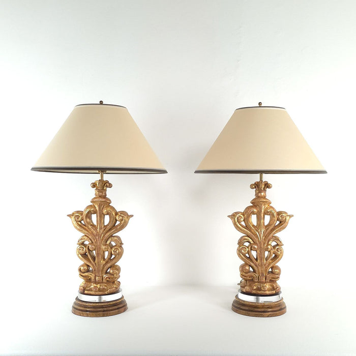 Pair of Italian Giltwood Carvings, Now Lamps, 19th century