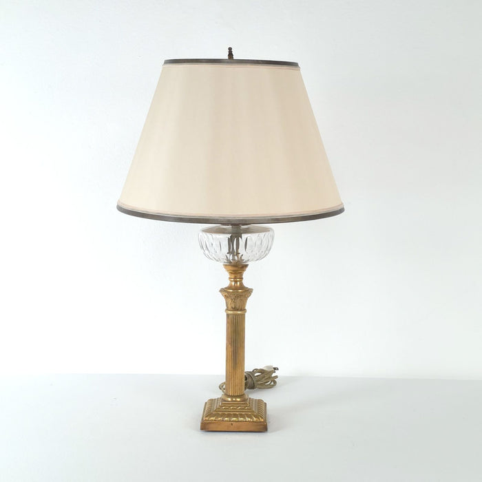 Antique English Oil Lamp with Crystal Reservoir, 19th century
