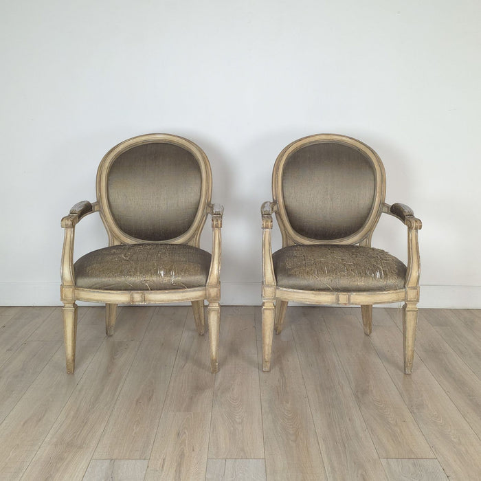 Pair of 1980s Randolph & Hein Italian Painted Chairs in Louis XVI Style