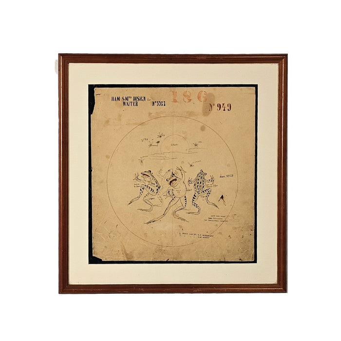 Watercolor of Three Frogs, England circa 1860