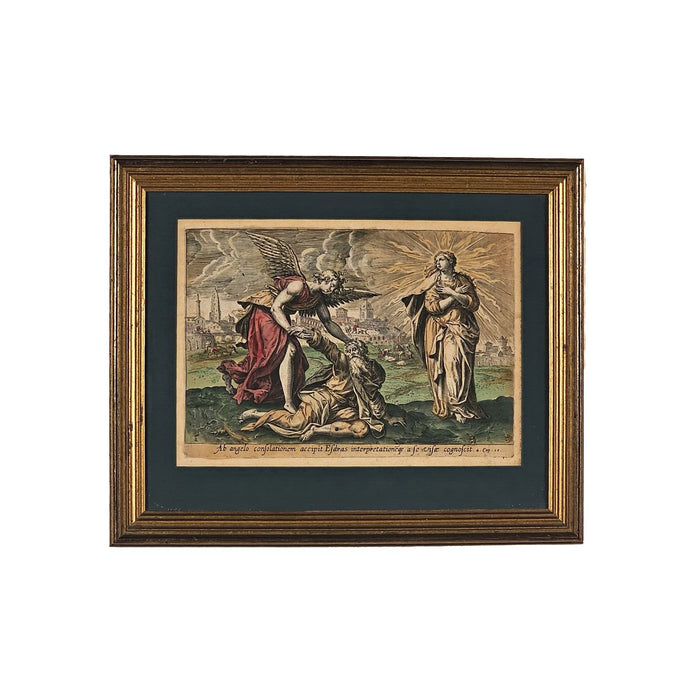 Handcolored Engraving of the Second Vision of Esdras, Italy circa 1700