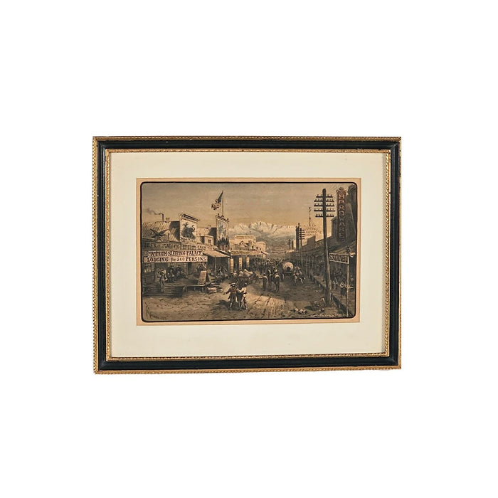 Engraving of a Western Town by Rudolf Cronau, circa 1885