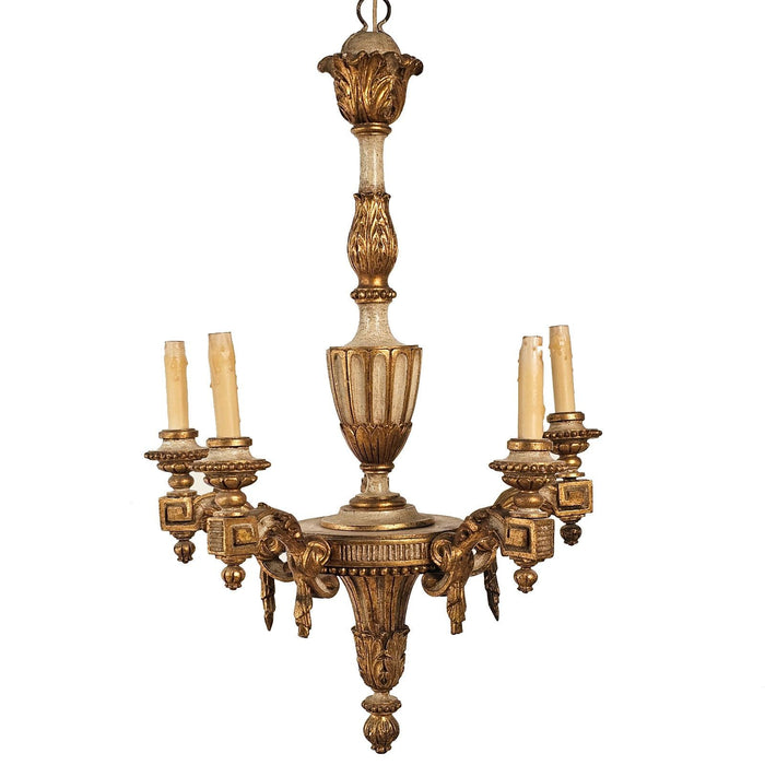 Vintage Hollywood Regency Painted & Gilt Chandelier