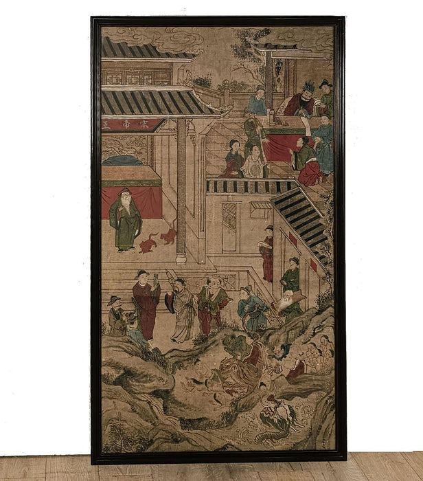 Large Chinese Painted Paper Panel, circa 1900