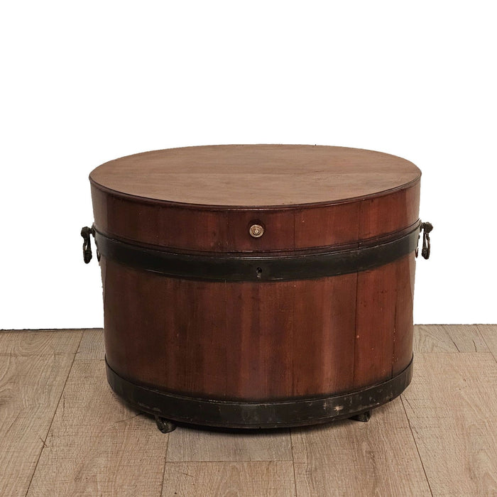 English Mahogany Oval Wine Box or Cellarette with Iron Straps, circa 1820