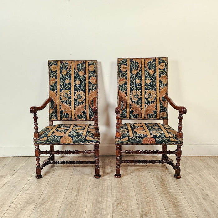 Pair of Flemish Baroque Walnut Chairs, probably 18th century