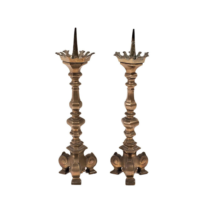Pair of Gothic Style Candlesticks, England, 19th century