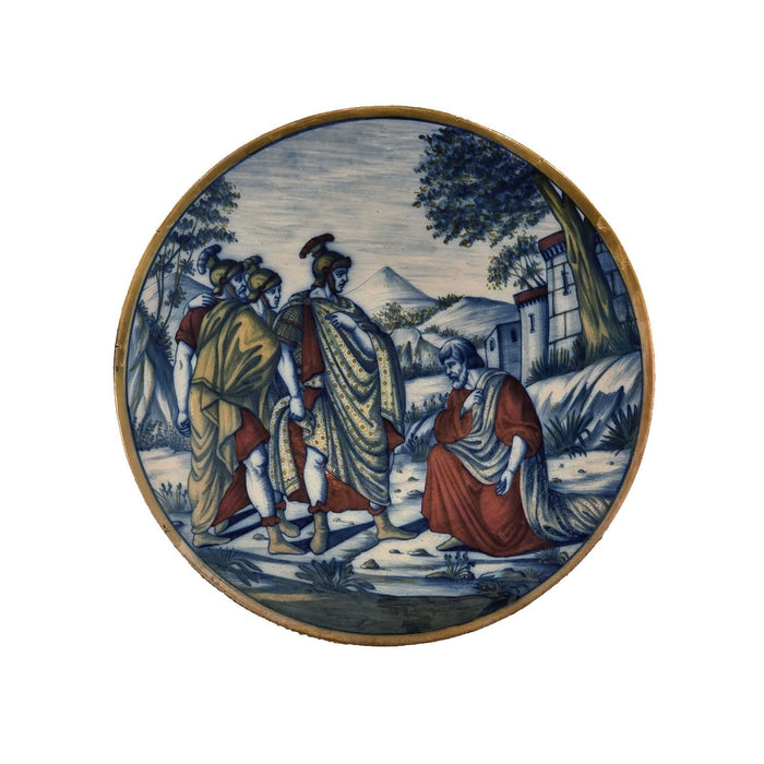 Majolica Plate of Paul and the Soldiers, Italy circa 1960