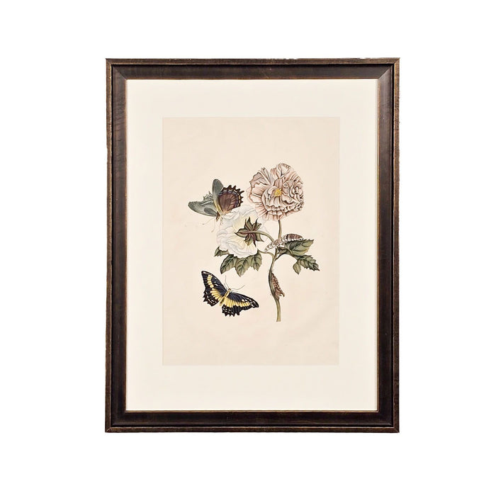 China Trade Painting of Flowers & Butterflies, circa 1880