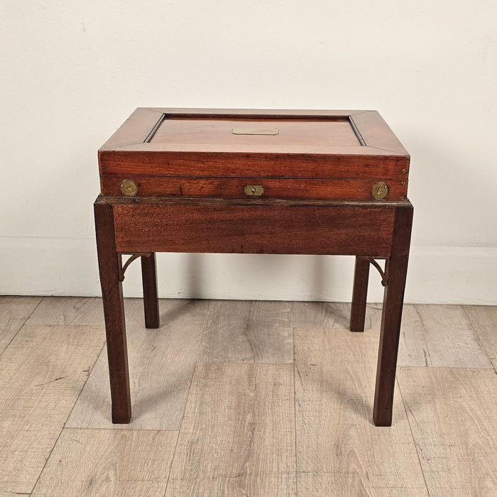 19th Century English Victorian Mahogany Brass-Mounted Box on Later Custom Stand