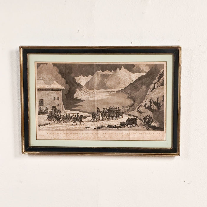 19th Century Engraving of Napoleon Crossing the St Bernard Pass