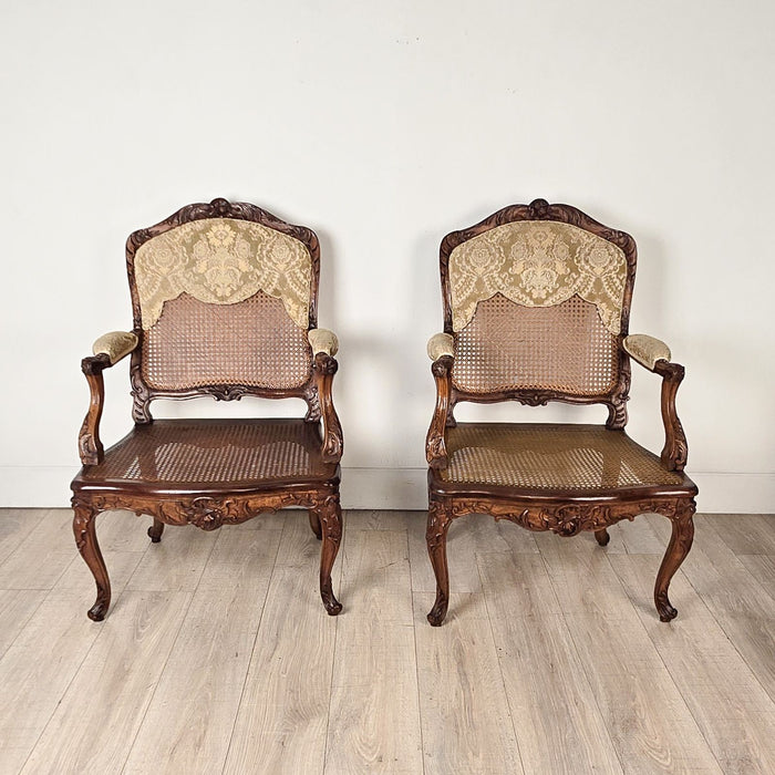 Pair of Louis XV Large Caned Armchairs, France circa 1760