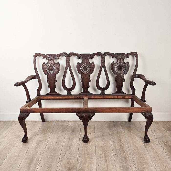 19th Century English or Irish Mahogany Chippendale Settee