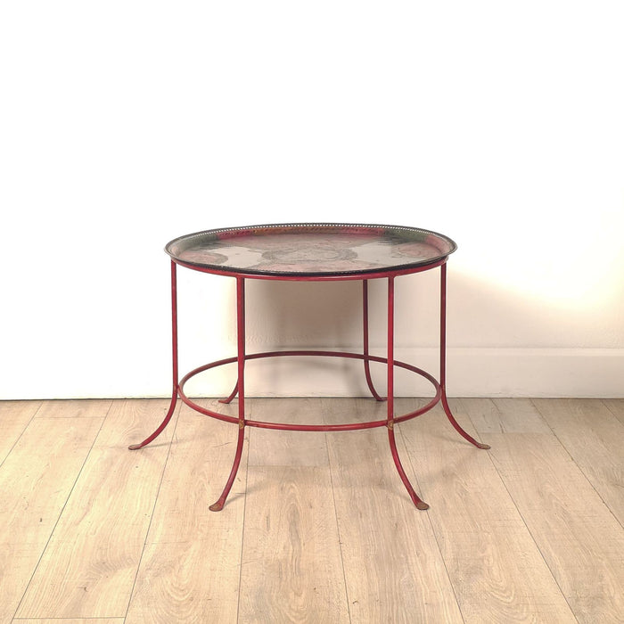 Spanish Colonial Painted Tray on Later Stand