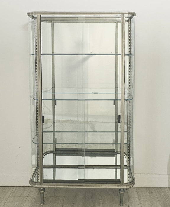 Brushed Steel Mirrored French Display Case / Vitrine, circa 1920