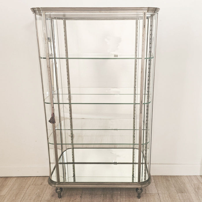 Brushed Steel Mirrored French Display Case / Vitrine, circa 1920