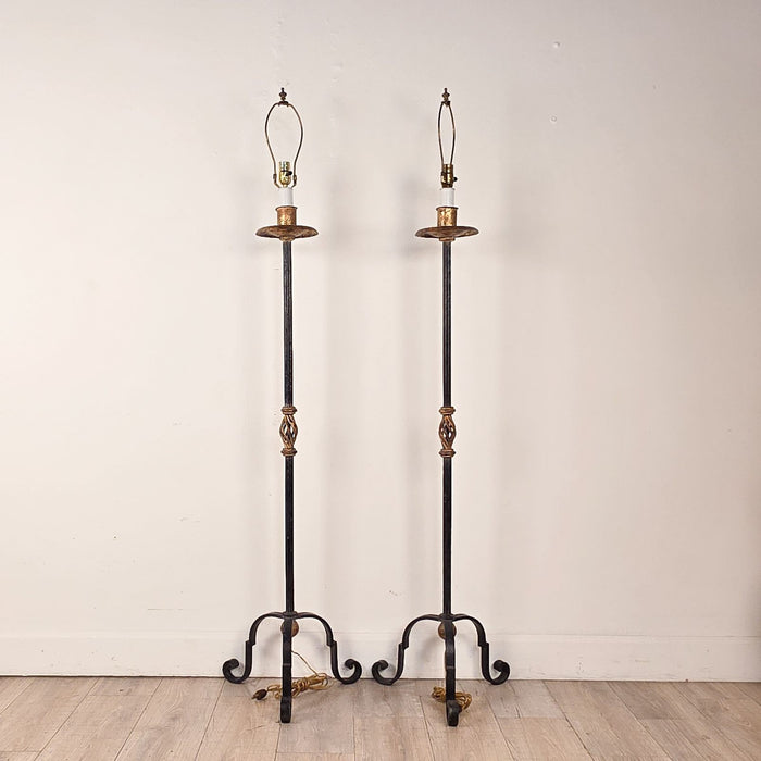 Pair of Wrought Iron Torchères with Gilt Accents, circa 1970