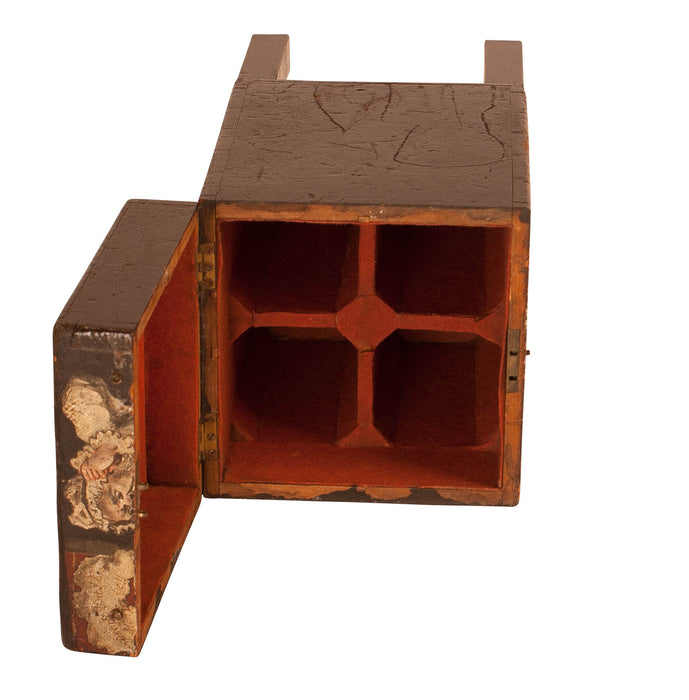 Circa 19th Century Small Painted Four Bottle Cellarette, England