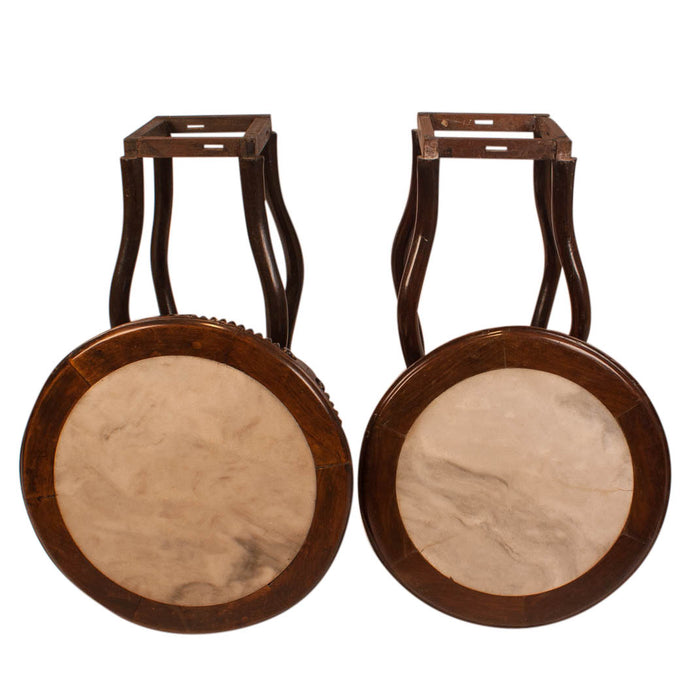 Pair of Hong Mu and Marble Round Tables China circa 1890