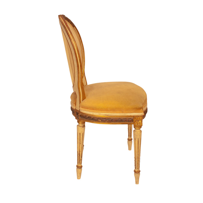 Louis XVI Style Painted and Gilt Side Chair, Italy circa 1900