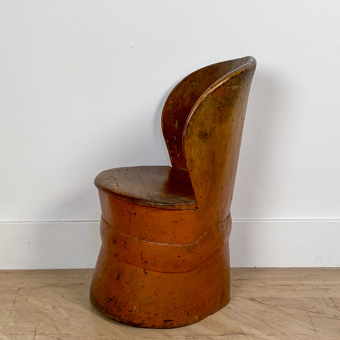Circa 19th Century Rustic Painted Dug Out Chair, Denmark