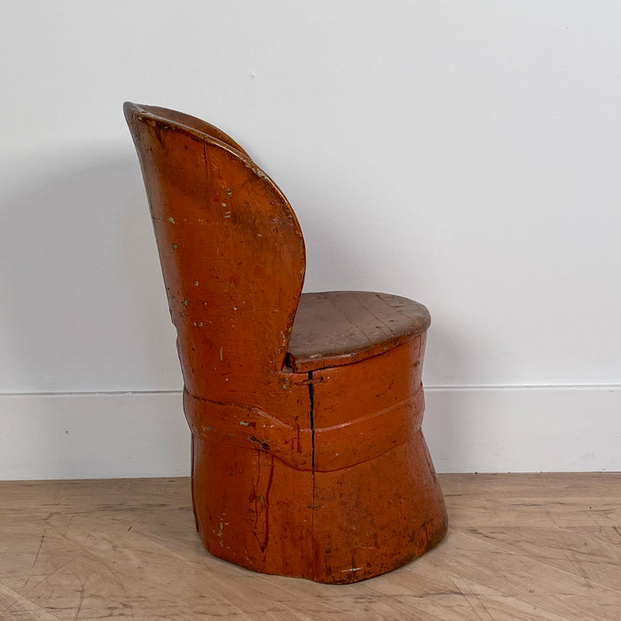 Circa 19th Century Rustic Painted Dug Out Chair, Denmark