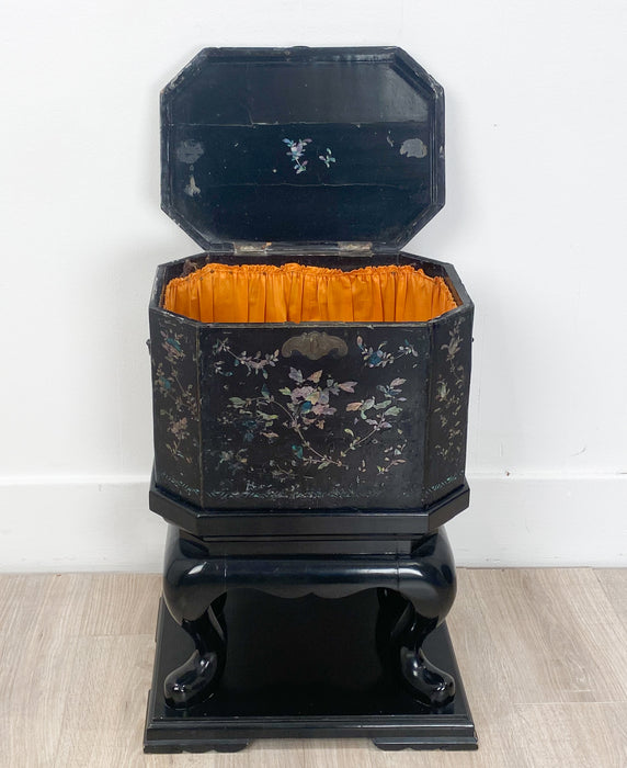 Nagasaki Shell Inlaid Lacquer Box on Later Stand, Japan