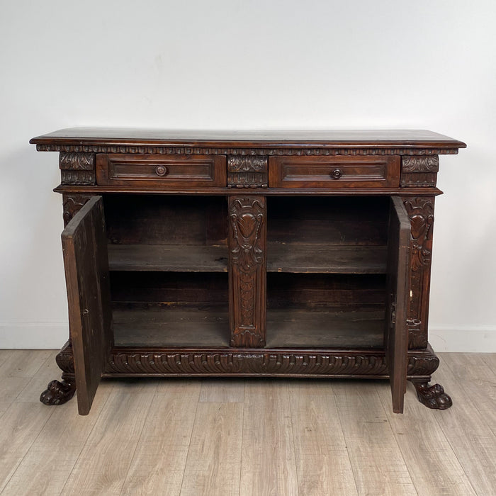 Baroque Style Walnut Credenza in 17th-Century Style, circa 1870