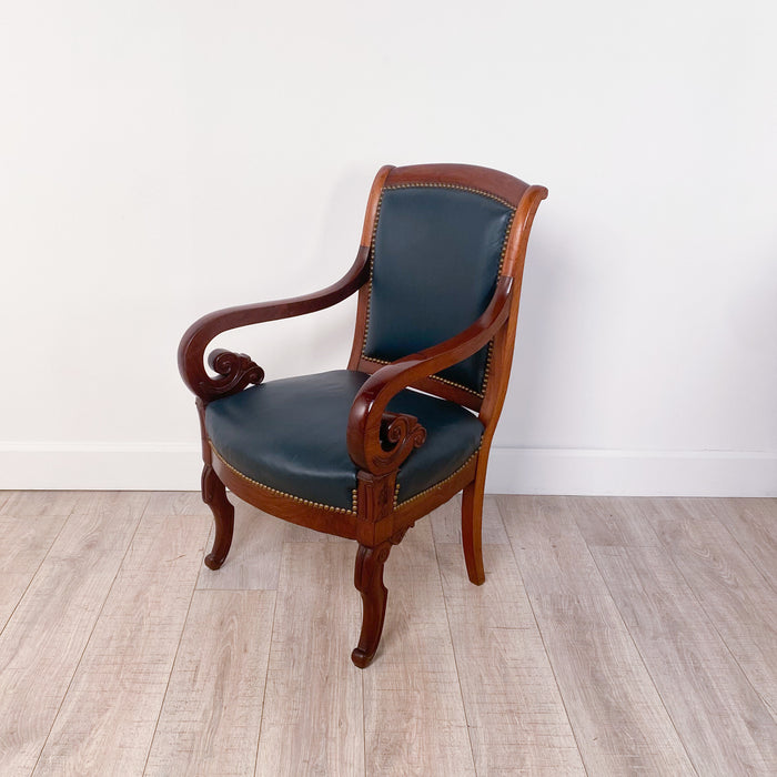 Pair of French Empire Armchairs, circa 1860. Three pairs available