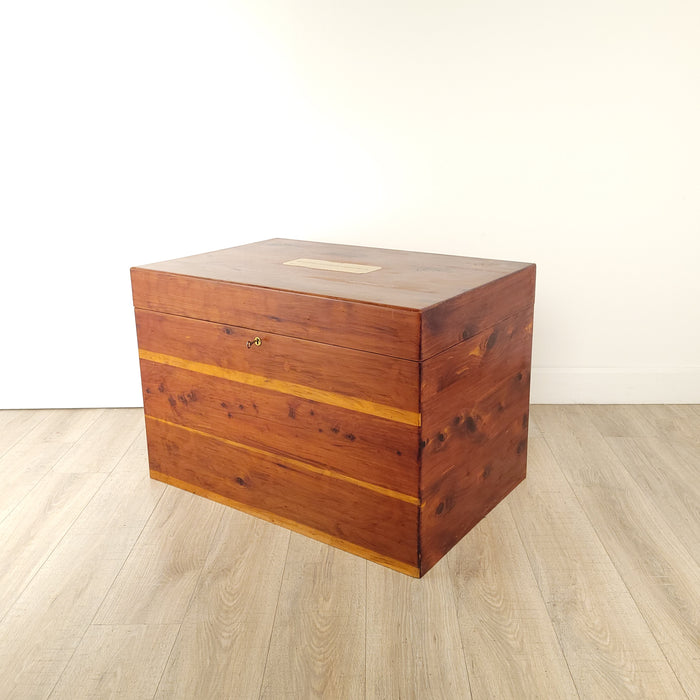 Brass Mounted Camphor Campaign Trunk, Vintage