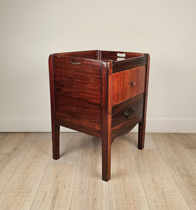 George III Period Inlaid Mahogany Commode with Boxwood Stringing, circa 1790