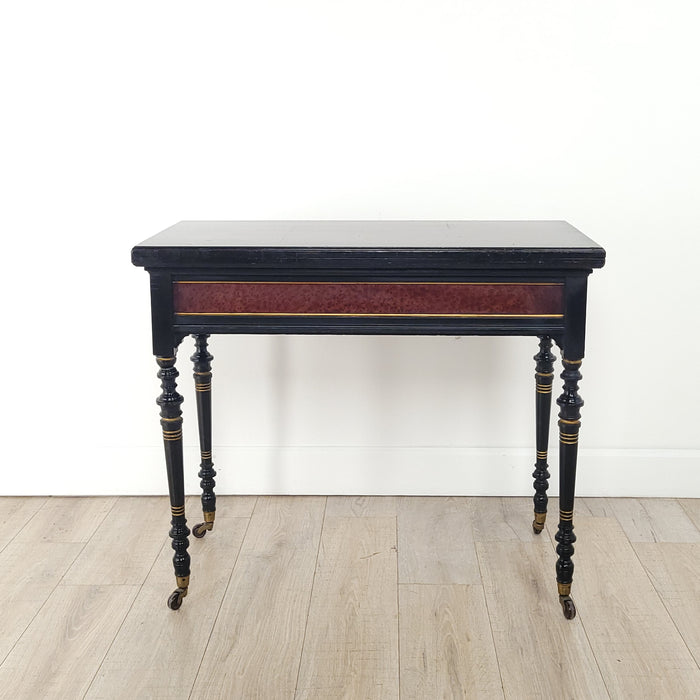 Victorian English Amboyna & Elm Folding Game Table, circa 1870