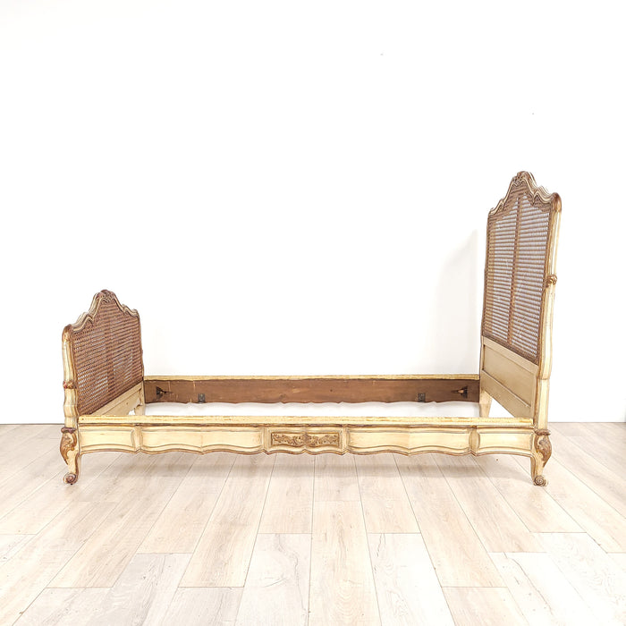 Belle Époque Painted and Gilt French Louis XV–Style Bed, circa 1890