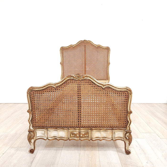 Belle Époque Painted and Gilt French Louis XV–Style Bed, circa 1890