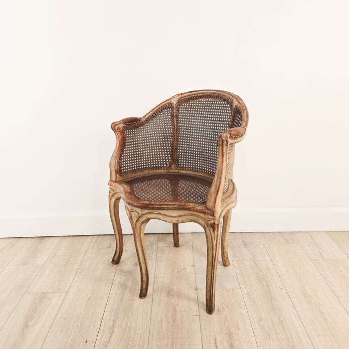 Louis XV Part Painted and Caned Desk Chair