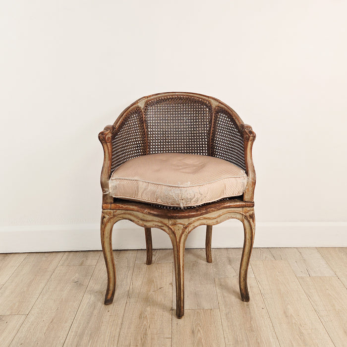 Louis XV Part Painted and Caned Desk Chair