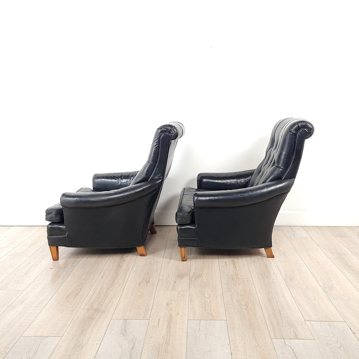 Pair of Vintage Leather Club Chairs