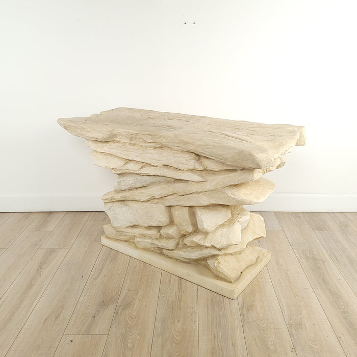 Faux Stacked Stone Console by Sirmos, circa 1970