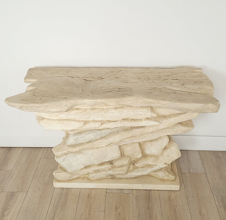 Faux Stacked Stone Console by Sirmos, circa 1970