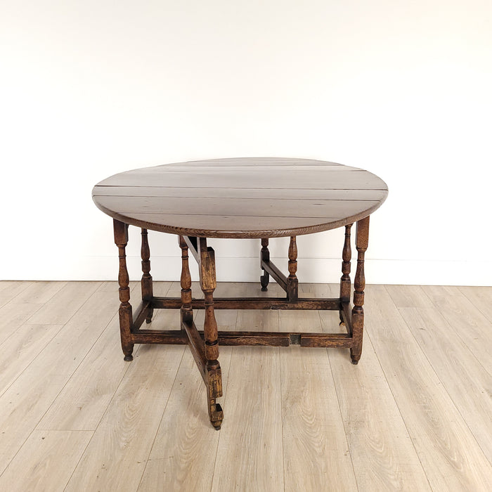 Rustic English Oak Dropleaf Table, 19th century or earlier. As Is