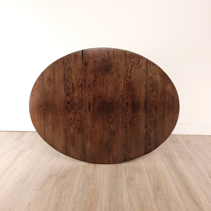 Rustic English Oak Dropleaf Table, 19th century or earlier. As Is