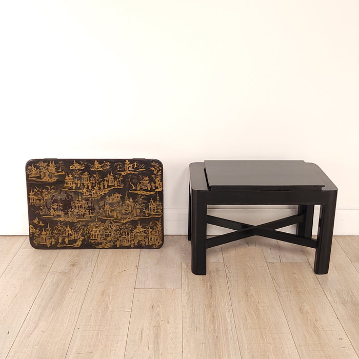 Chinese Export Work Box on Later Custom Stand, 19th century