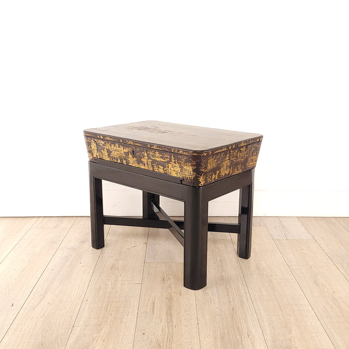 Chinese Export Work Box on Later Custom Stand, 19th century