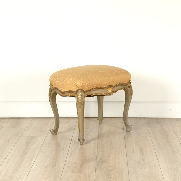 French Painted and Gilt Upholstered Stool, 19th century