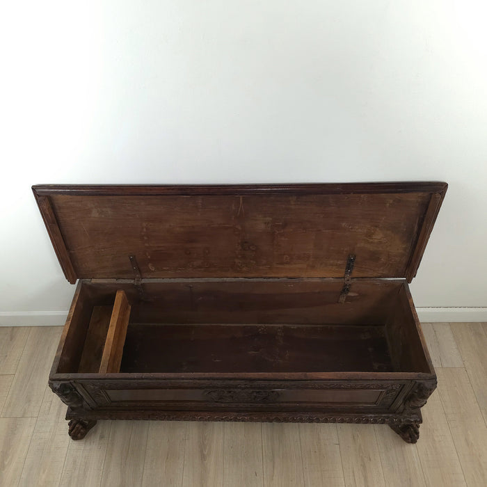 18th or 17th Century Italian Walnut Dowry Chest or Cassone