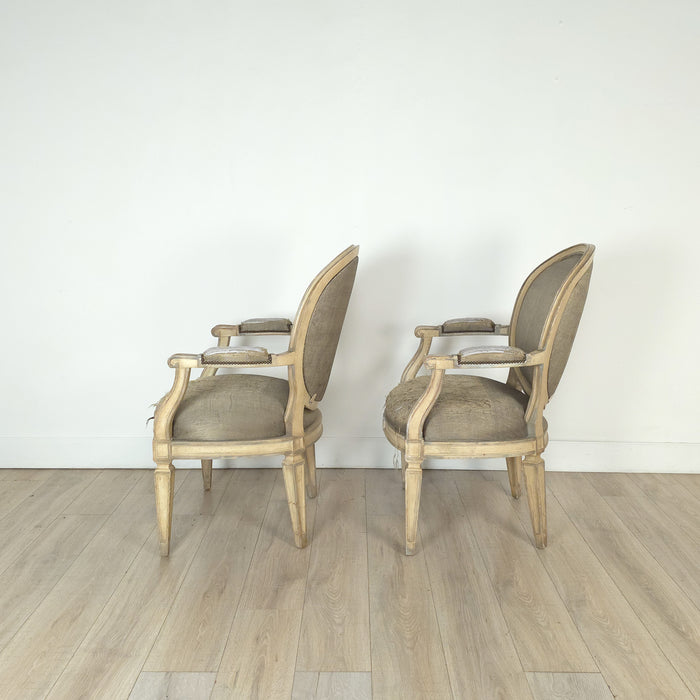 Pair of 1980s Randolph & Hein Italian Painted Chairs in Louis XVI Style
