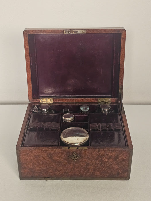 Burl Walnut Dressing Box, Victorian England, circa 1870