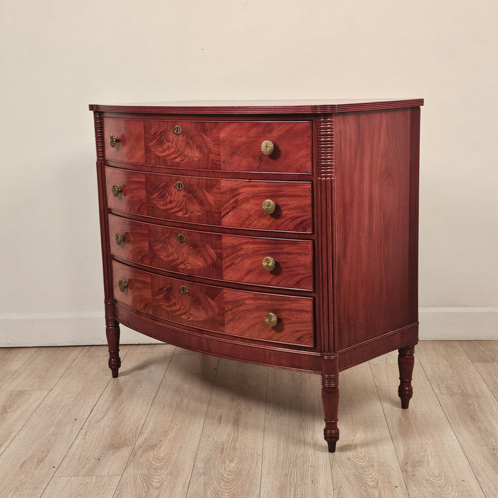 American Mahogany Sheraton Bowfront Inlaid Chest, Probably Massachusetts, circa 1815